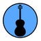 Round icon with a silhouette of a guitar
