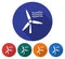 Round icon of wind turbine