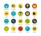 Round icons thin flat design, modern line stroke