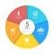 Round infographic diagram. Circles of 5 elements or steps.