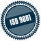 Round ISO 9001 blue sticker.