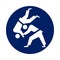 Round Judo pictogram, new sport icon in blue circle