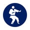 Round Karate Kata pictogram, new sport icon in blue circle