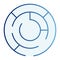 Round labyrinth flat icon. Circle maze blue icons in trendy flat style. Intricacy gradient style design, designed for