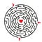 Round labyrinth maze game, find your path to heart