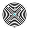 Round labyrinth vector illustration. Find path educational game on white background