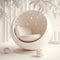 Round, lazy, comfortable and soft single chair with apple elements. Generative AI