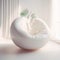 Round, lazy, comfortable and soft single chair with apple elements. Generative AI