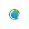 Round leaf ecology nature element vector icon with color green and blue