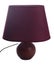 Round light lamp with classic shallow tapered burgundy red drum oval lampshade on white background isolated close up shot