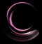The round lilac frame is formed by arched and wavy planes on a black background. Graphic design element. Logo, sign, icon, symbol