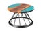 Round live edge wooden coffee table with epoxy resin on a white background. 3D rendering
