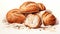 Round loaves of fresh bread on a white background. Appetizing bread as a background