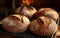 round loaves of sourdough bread fresh from the oven