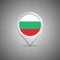 Round location pin with flag of Bulgaria