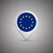 Round location pin with flag of European Union