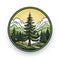 round logo emblem symbol with a tree spruce pine forest on white background