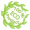 Round logo with the inscription eco product with leaves and stems