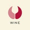 Round Logo for red and rose wine. Circle with negative space wine glass, wine cellar logotype concept. Stylish icon for