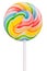 Round lollipop with colorful rainbow swirls