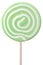Round lollipop with green and white swirls