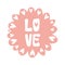 Round love frame with pink hearts. Isolated. Flat design style.