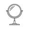 Round makeup cosmetic mirror symbol. Thin line icon.