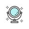 Round makeup mirror flat color line icon.