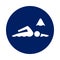 Round Marathon Swimming pictogram, new sport icon in blue circle