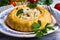 Round meat pie with vegetables