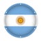 Round metallic flag of Argentina with holes