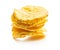 Round nacho chips. Yellow tortilla chips