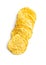 Round nacho chips. Yellow tortilla chips