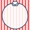 Round navy blue rope frame with a knot on striped background, vector