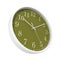 Round Office Clock green dial on white. 3D illustration