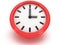 Round office clock shows three o\'clock