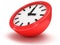 Round office clock shows three o\'clock