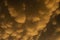 Round Orange Mammatus Storm Clouds at Sunset