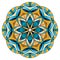 Round ornament oriental stained glass mandala in yellow and blue colors