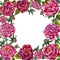 Round painting Flower Frame isolated Background. Round Flower Wreath