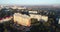 Round panorama view of Trinity Cathedral and Podolsk city estate from birds sight