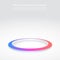 Round pedestal podium on white background. Futuristic product stand template. Glowing ring on floor. Abstract hi-tech