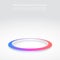 Round pedestal podium on white background. Futuristic product stand template. Glowing ring on floor. Abstract hi-tech