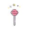 Round pink lollipop candy linear icon