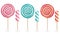 Round Pink Lollipop Set Vector. Cream Marshmallow On Stick. Sweet Realistic Candy Spiral Isolated Illustration