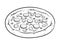 Round pizza coloring book vector illustration