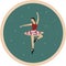 Round pizza plate design with dancing ballerina with skirt made from pizza. Pattern for pizzeria, italian restauraunt