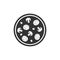 Round pizza simple vector icon. Black pizza symbol..