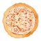 Round pizza with thick dough. Italian food. Pizza dough base without topping. Isolated watercolor illustration on white