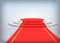 Round podium with red carpet. Realistic vector illustration.